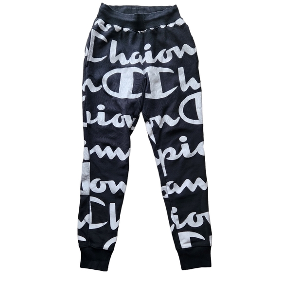 Champion Other - CHAMPION Logo Spellout Reverse Weave Streetwear Sweatpants Black White Small